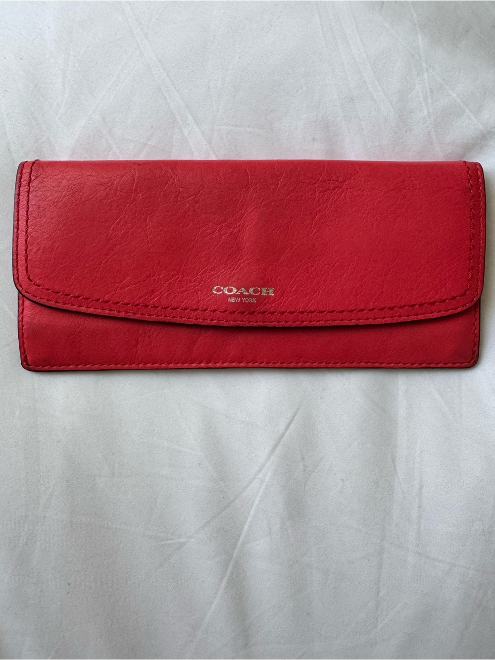 Coach Lipstick💄 Pink Leather Continental Wallet with Gold Logo